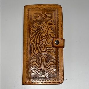 Source Unknown Tan Leather Embossed Wallet